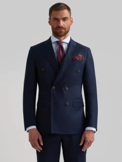 Alvaro Moreno Trajes|Trajes|AMERICANA FIL A FIL CRUZADO Azul Marino