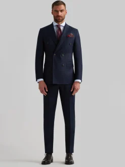 Alvaro Moreno Trajes|Trajes|AMERICANA FIL A FIL CRUZADO Azul Marino