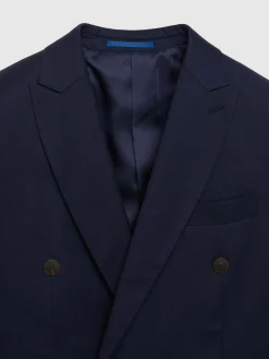 Alvaro Moreno Trajes|Trajes|AMERICANA FIL A FIL CRUZADO Azul Marino