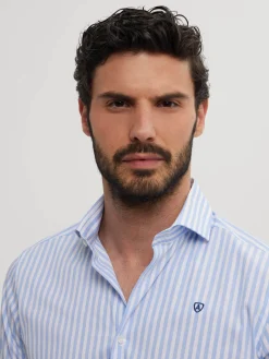 Alvaro Moreno Camisas Vestir|Camisas Vestir|CAMISA COMFORT RAYAS Celeste