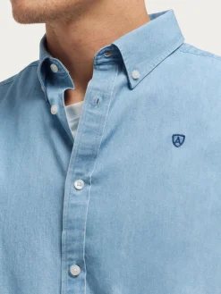 Alvaro Moreno Casual|CAMISA DENIM B.DOWN Celeste