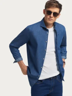 Alvaro Moreno Casual|CAMISA DENIM JACK Azul Marino
