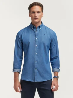 Alvaro Moreno Casual|CAMISA DENIM SLUB Azul