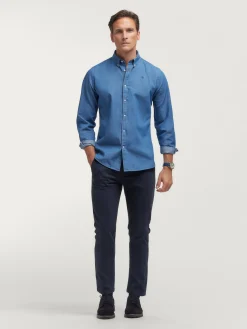 Alvaro Moreno Casual|CAMISA DENIM SLUB Azul