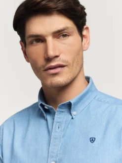 Alvaro Moreno Casual|CAMISA DENIM SLUB Celeste