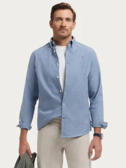 Alvaro Moreno Franela|CAMISA FLANNEL TWILL Azul