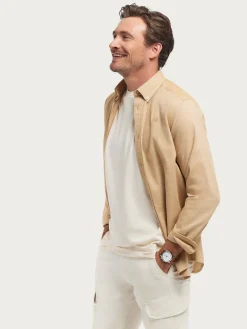 Alvaro Moreno Franela|CAMISA FLANNEL TWILL Camel