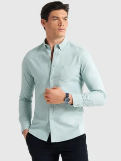 Alvaro Moreno Oxford|CAMISA OXFORD POCKET DYE Verde Agua