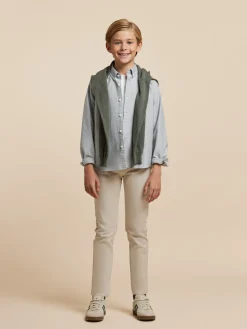 Alvaro Moreno Camisas|CAMISA OXFORD SOLID KIDS Verde