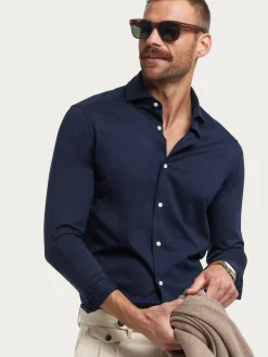 Alvaro Moreno Casual|CAMISA PUNTO ELASTICO Azul Marino