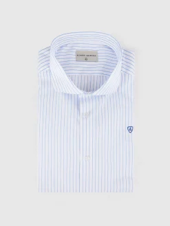 Alvaro Moreno Camisas Vestir|Camisas Vestir|CAMISA RAYAS ESTRUCTURA Celeste