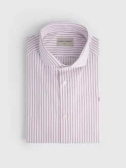 Alvaro Moreno Camisas Vestir|Camisas Vestir|CAMISA RAYAS ESTRUCTURA Rojo