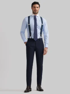 Alvaro Moreno Trajes|Trajes|PANTALON TWILL CRUZADO Azul Marino