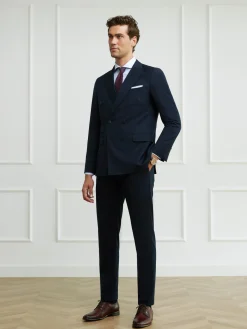Alvaro Moreno Trajes|Trajes|PANTALON TWILL CRUZADO Azul Marino